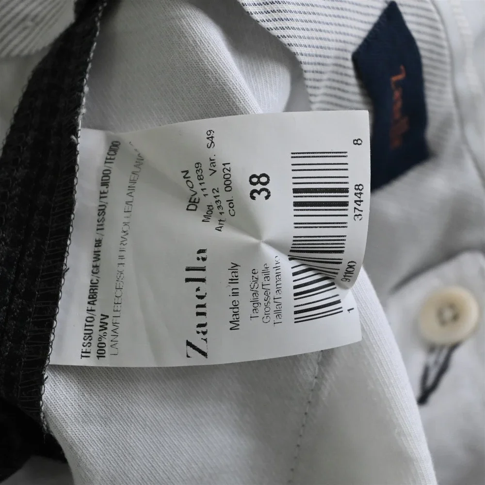 Zanella 38x28 Gray Houndstooth Devon Flat Front 100% Wool Mens Dress‎ Pants